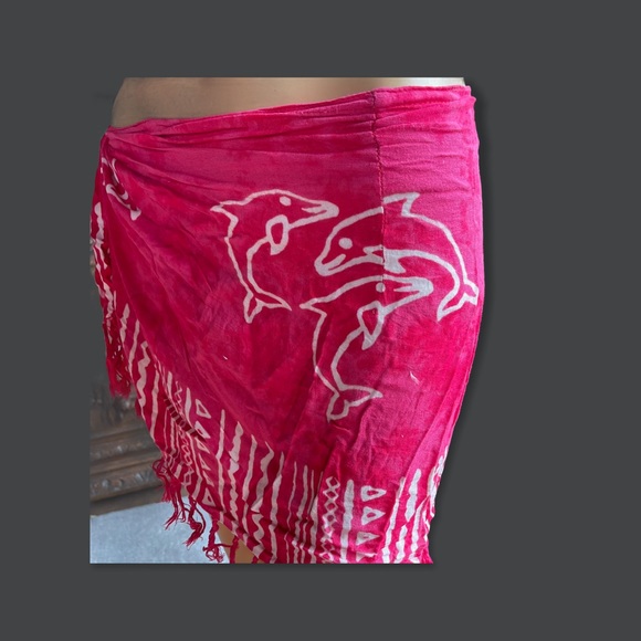 VINTAGE KOKO KNOT hot pink sarong swim coverup - Picture 2 of 4